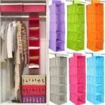 5 Shelf Clothes Hanging Organizer | Foldable Wardrobe Section Storage | Durable Fabric & Plastic - Image 5