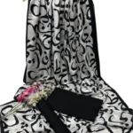 Katan Silk 3-Piece Suit for Women | Unstitched Plain Shirt & Trouser with Heavy Winter Silk Shawl