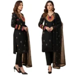 Organza 3-Piece Suit for Women | Unstitched  Handmade Aari Zari & Beads Work - Image 2