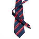 Navy & Red Regal Striped Tie with Pocket Square Set | Premium Men’s Formal Tie Set | Classic Striped Design