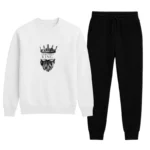 KING Printed White Tracksuit Sweatshirt & Trouser | Warm & Comfortable Winter Wear | Large