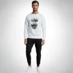 KING Printed White Tracksuit Sweatshirt & Trouser | Warm & Comfortable Winter Wear | Medium - Image 2