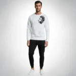 LION Printed White Tracksuit Sweatshirt & Trouser  | Warm & Comfortable Winter Wear | Medium - Image 3