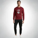 KING Printed Maroon Tracksuit Sweatshirt & Trouser | Warm & Comfortable Winter Wear | Medium - Image 2