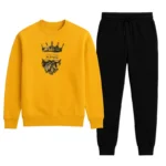 KING Printed Yellow Tracksuit Sweatshirt & Trouser | Warm & Comfortable Winter Wear | Large - Image 4