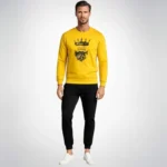 KING Printed Yellow Tracksuit Sweatshirt & Trouser | Warm & Comfortable Winter Wear | Large - Image 2