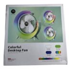 Colorful USB Rechargeable Desktop Fan | Silent Cooling, LED Ambient Light, 3-Speed Rotation - Image 8