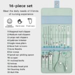 16 Pcs Stainless Steel Manicure & Pedicure Set | Travel Grooming Kit with Leather Case - Image 3