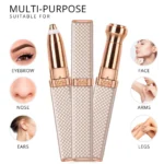 2-in-1 Flawless Facial Hair Remover & Eyebrow Trimmer | USB Rechargeable, Painless & Portable | Pink - Image 2