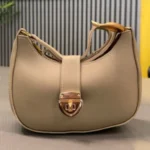 Crescent Leather Luxury Shoulder Bag for Women | Skin Color - Image 5