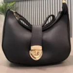 Crescent Leather Luxury Shoulder Bag for Women | Black - Image 7