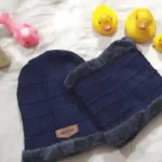 Winter Wool Cap with Neck Warmer Set | Thermal Beanie & Scarf Combo for Men and Women | Blue And Gray - Image 4