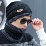 Winter Wool Cap with Neck Warmer Set | Thermal Beanie & Scarf Combo for Men and Women | Black And Gray - Image 5