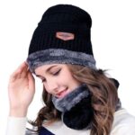 Winter Wool Cap with Neck Warmer Set | Thermal Beanie & Scarf Combo for Men and Women | Black And Gray - Image 7