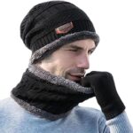 Winter Wool Cap with Neck Warmer Set | Thermal Beanie & Scarf Combo for Men and Women | Black And Gray - Image 9