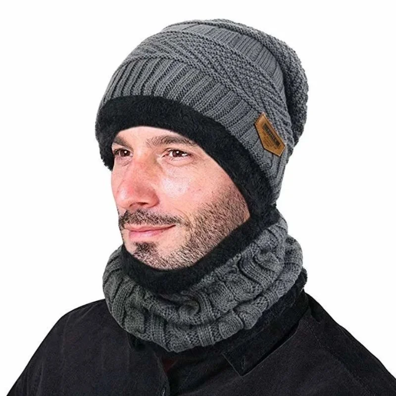 Untitleddesign47_1761133806.webp Winter Wool Cap with Neck Warmer Set | Thermal Beanie & Scarf Combo for Men and Women | Gray - Image 1