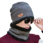 Winter Wool Cap with Neck Warmer Set | Thermal Beanie & Scarf Combo for Men and Women |  Gray - Image 5