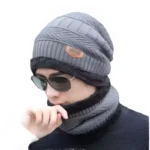 Winter Wool Cap with Neck Warmer Set | Thermal Beanie & Scarf Combo for Men and Women |  Gray - Image 6