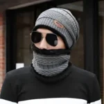 Winter Wool Cap with Neck Warmer Set | Thermal Beanie & Scarf Combo for Men and Women |  Gray - Image 8