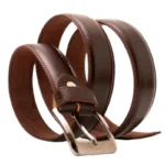 Dark Brown Pure Leather Belt | Premium Formal Wear Belt with Rugged Leather Interior & Elegant Metal Buckle - Image 3