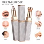 2-in-1 Flawless Facial Hair Remover & Eyebrow Trimmer | USB Rechargeable, Painless & Portable | Silver Color - Image 7