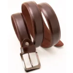 Dark Brown Pure Leather Belt | Premium Formal Wear Belt with Rugged Leather Interior & Elegant Metal Buckle