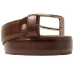 Dark Brown Pure Leather Belt | Premium Formal Wear Belt with Rugged Leather Interior & Elegant Metal Buckle - Image 4