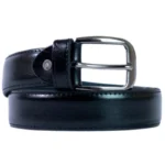 Black Pure Leather Belt | Premium Formal Wear Belt with Rugged Leather Interior & Elegant Metal Buckle