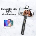 R1s Bluetooth Selfie Stick Tripod with Remote | 360° Foldable Phone & Action Camera Stand with LED Light - Image 5