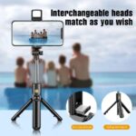 R1s Bluetooth Selfie Stick Tripod with Remote | 360° Foldable Phone & Action Camera Stand with LED Light - Image 3