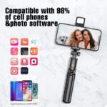 R1s Bluetooth Selfie Stick Tripod with Remote | 360° Foldable Phone & Action Camera Stand with LED Light