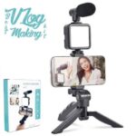 AY-49 Video Making Kit | All-in-One Vlogging Tripod with Wireless Remote, Microphone, LED Light & Mobile Holder - Image 7