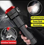 Rechargeable Tactical LED Flashlight | Power Bank with Safety Hammer - Image 4