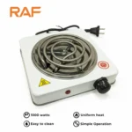 White RAF R.8010B Electric Stove Hot Plate and Cooker with 1000W Power, Thermostat, and Uniform Heating - Image 3