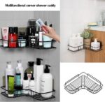 Wall Corner Rack with 2 Self-Adhesive Screws | Stainless Steel Bathroom & Kitchen Storage Shelf