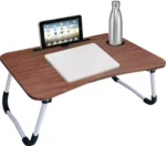 Laptop Table | Brown Color | Foldable Legs, Tablet Groove & Cup Slot | Perfect for Working, Reading, Writing, and Eating - Image 2