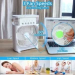 10-Inch Large Portable Air Conditioner Fan | USB Electric Fan with LED Night Light, Mist & Humidifier Function | Random Color - Image 4
