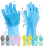 Reusable Silicone Washing Gloves with Built-In Scrubber for Kitchen Bathroom Car and Multipurpose Cleaning (Random Color) - Image 3