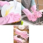 Reusable Silicone Washing Gloves with Built-In Scrubber for Kitchen Bathroom Car and Multipurpose Cleaning (Random Color) - Image 2