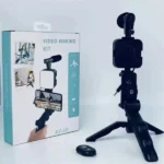 AY-49 Video Making Kit | All-in-One Vlogging Tripod with Wireless Remote, Microphone, LED Light & Mobile Holder