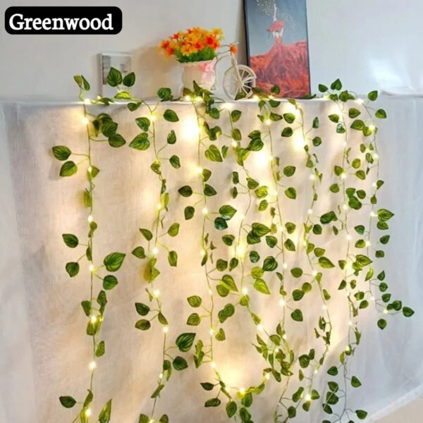 Artificial Leaf Vine & Battery Fairy-Light Set – detail