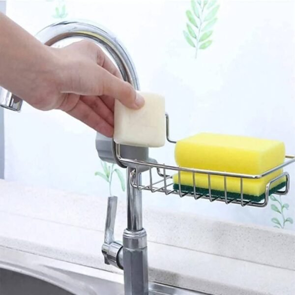 Stainless Steel Faucet-Mounted Sink Organizer - detail view