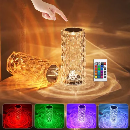 Rechargeable RGB Crystal-Effect Table Lamp with Remote