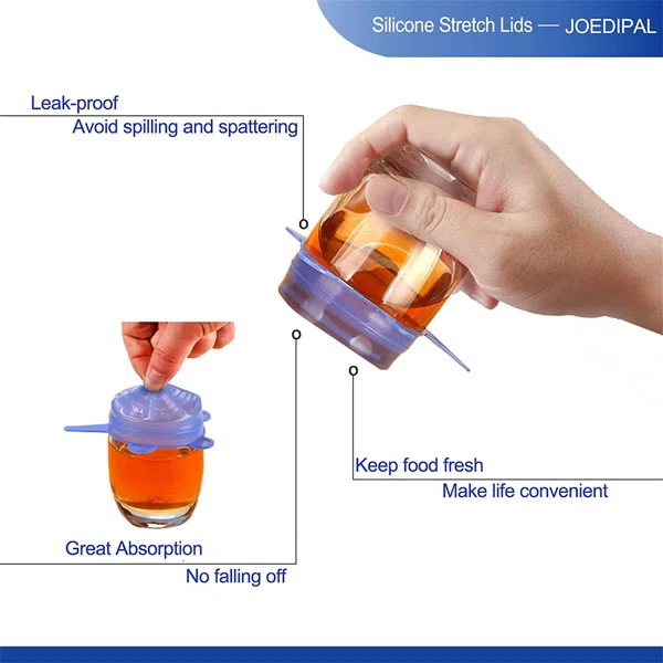 Reusable Silicone Stretch Lids, Set of 6 - detail view