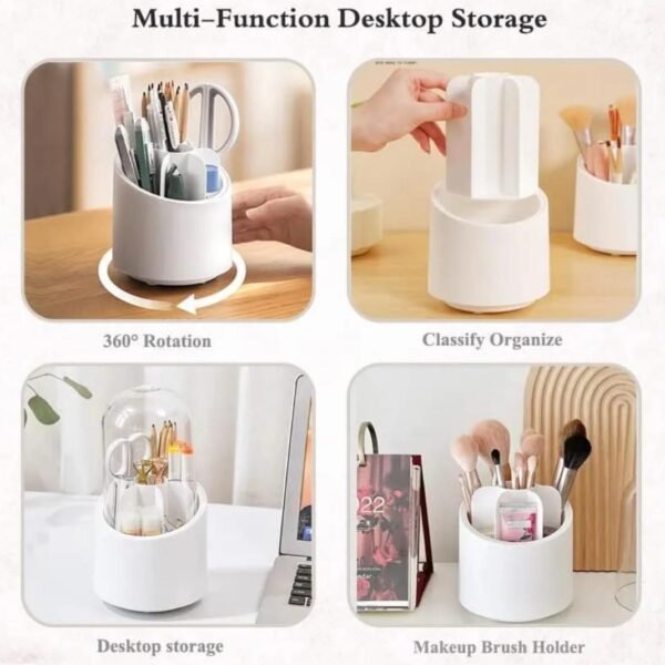 Rotating Makeup Brush Holder with Lid
