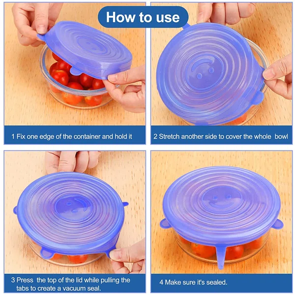 Reusable Silicone Stretch Lids, Set of 6