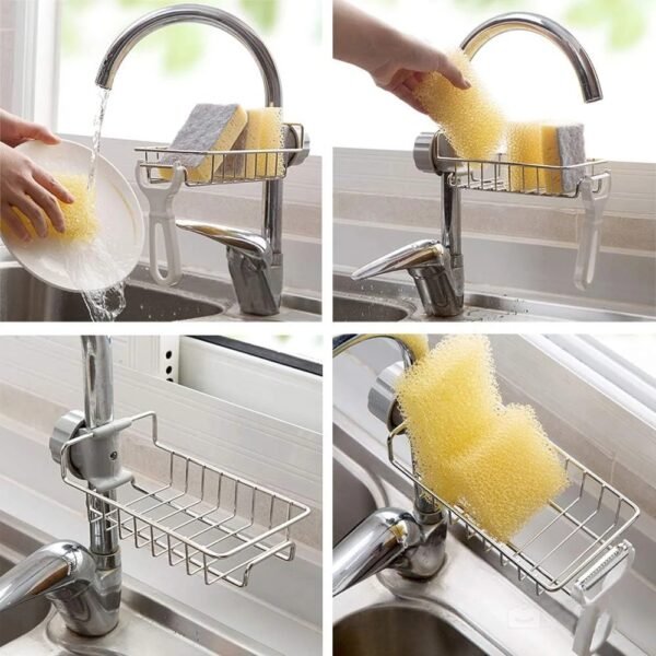 Stainless Steel Faucet-Mounted Sink Organizer