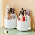 Rotating Makeup Brush Holder with Lid - detail view