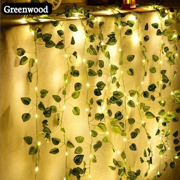 Artificial Leaf Vine & Battery Fairy-Light Set – detail