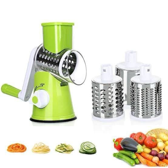Manual Rotary Vegetable Grater with 3 Drum Blades - detail view